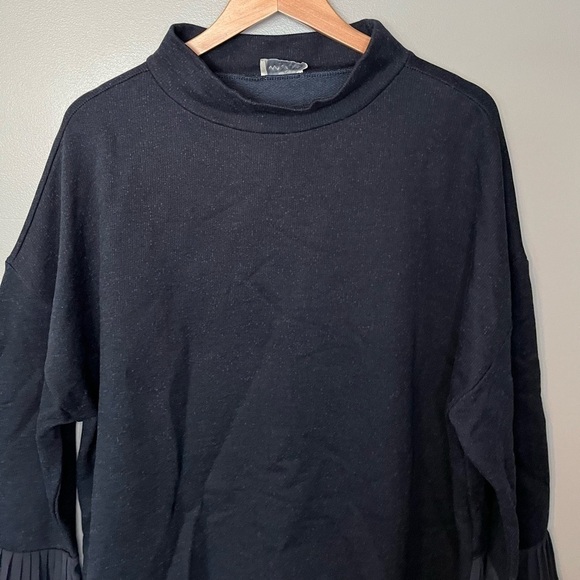 NWT Wrap London Pleated Sleeve Back Mock Neck Pullover Sweater - Picture 4 of 11